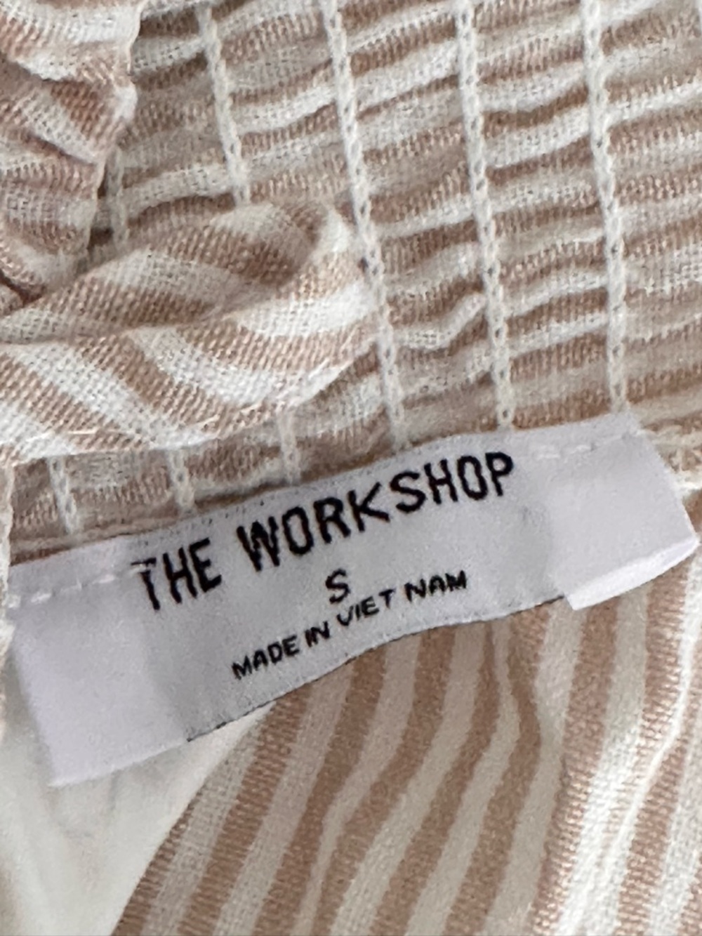 Beige Striped Dress Drop Waist Midi Dress Size Small - Picture 5 of 7